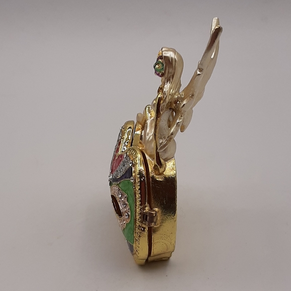 New Metal Fairy Pixie Mardi Gras Mask Trinket Box Magnetic Hinged Closure - Picture 3 of 6